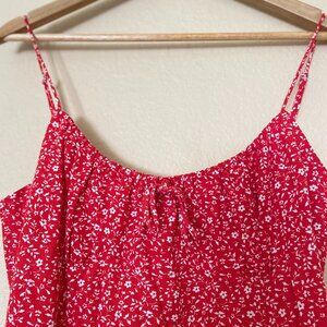 Vibrant Red Floral Midi Dress - Zara